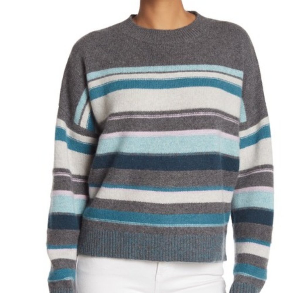 360 Cashmere Striped Crew Neck Sweater